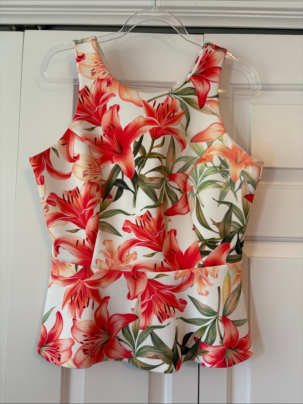 Floral scuba Top in orange and Green